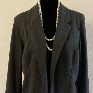J Jill  Women's Ponte Knit Blazer  Medium Petite  Charcoal Gray Travel Casual